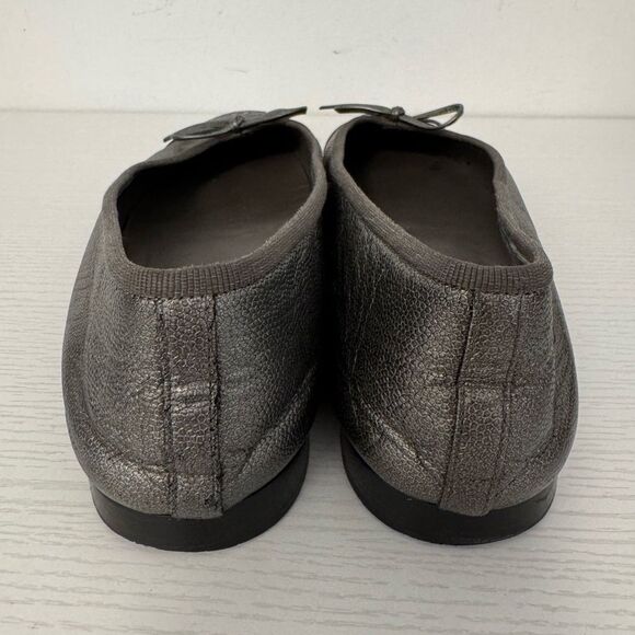 Chanel EU 39 CC Logo Dark Gray Metallic Pewter Classic Ballet Flats Authentic - Picture 5 of 8